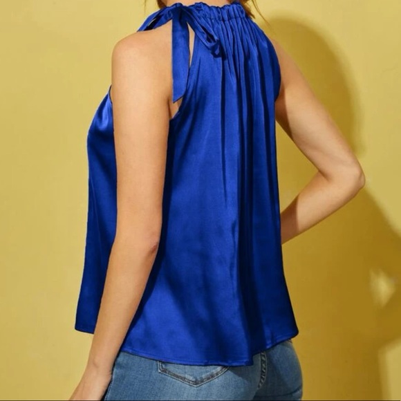 Boho tie neck satin top - Picture 3 of 14